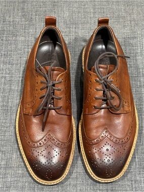 Ecco Men's Brown Leather St1 Hybrid Golf Burnished Wingtip Oxfords